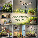 SDOVUERC 3head Plant Lights, 2Pack Grow Lights for Seed Starting, Full Spectrum Growing Lamps with Clip for Indoor Plants, Auto ON & Off Timer 3/9/12H, 3 Switch Modes, 10-Level Dimmable Brightness