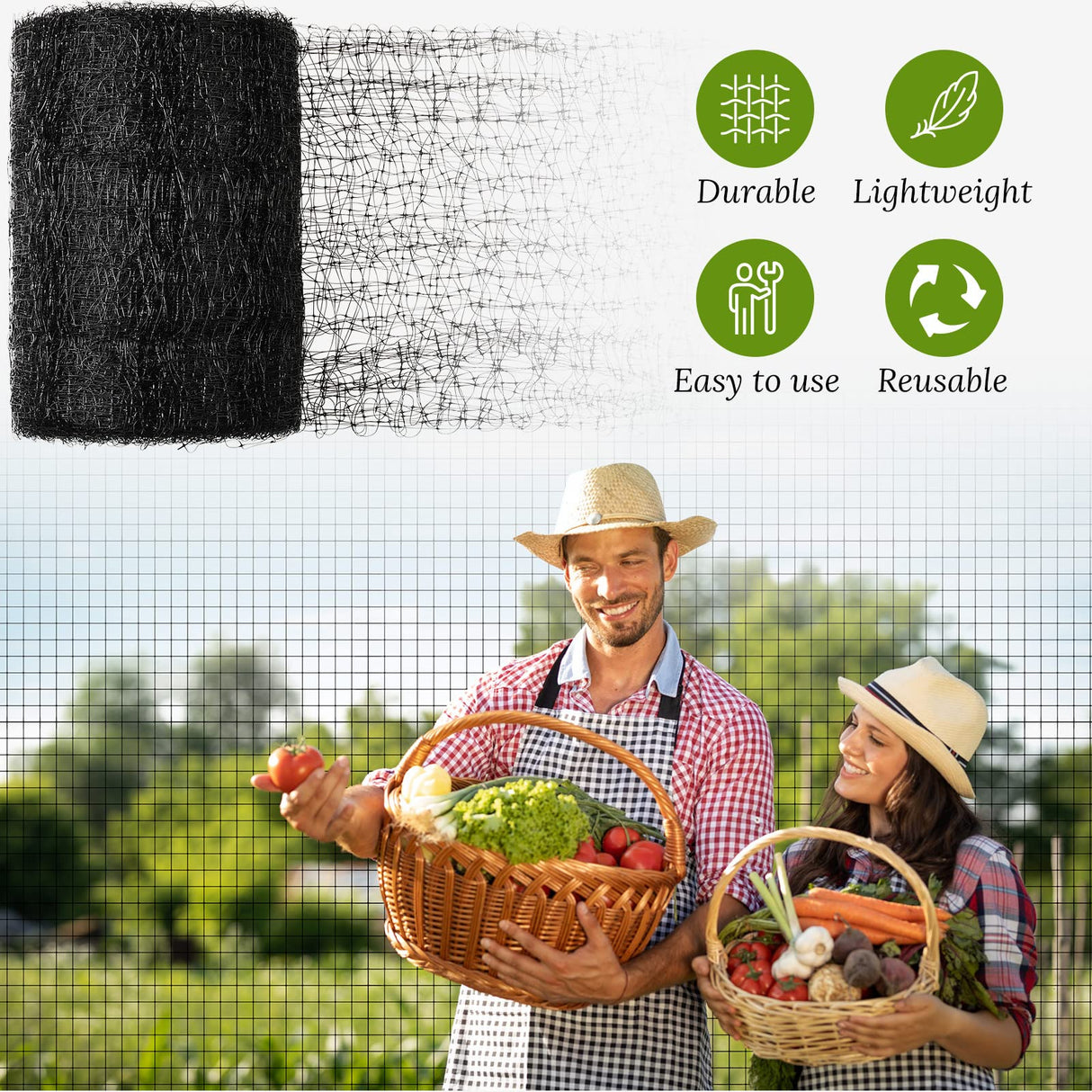 Woanger 3 Pack Deer Fence Netting Bird Netting Garden Net with 150 Pcs Cable Ties for Bird Protect Plants, Vegetables Against Birds Fruit Trees Deer Squirrel Rabbit and Other Animals (Black,7x100 ft)