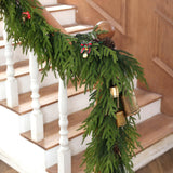 Real Touch Christmas Norfolk Pine Garland - 9ft Artificial Christmas Garland Fake Pine Needles Faux Green Garland for Fireplace,Table,Window,Stairs,Mante,Holiday Indoor Outdoor Xmas Decor(1PCS)