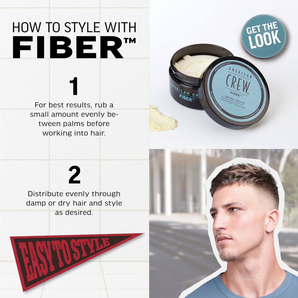 American Crew Men's Hair Fiber, High Hold & Low Shine, 3 oz