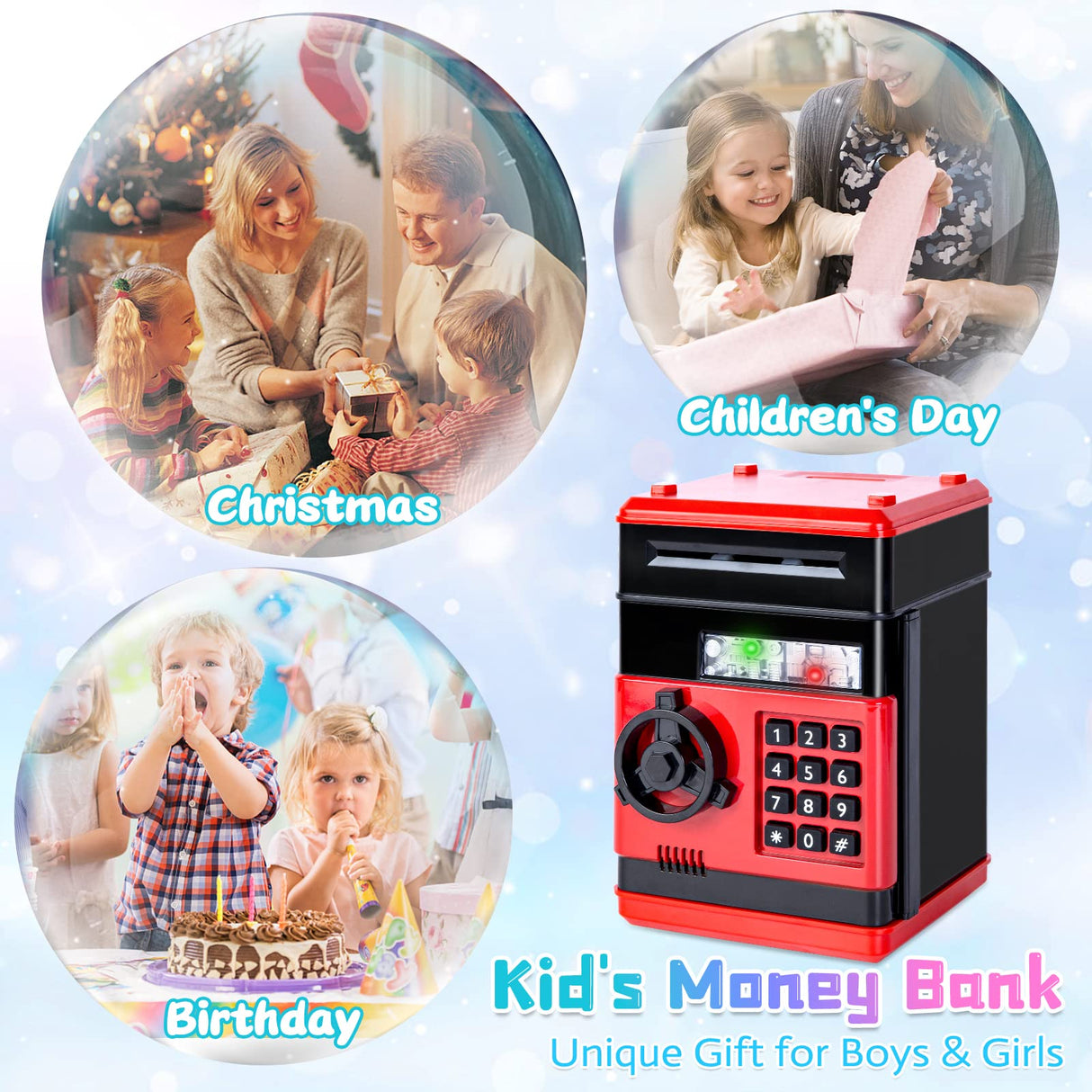 Refasy Children's Toy for 5-7 & 8-16 Year Olds - Piggy Banks & ATM for Boys & Girls - Perfect Birthday & Christmas Gifts - Red