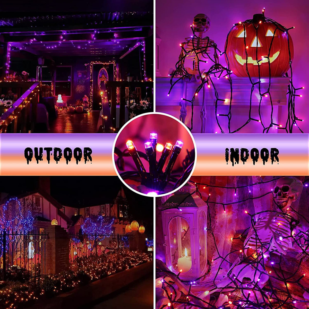 kemooie 500 LED Halloween Lights Outdoor, 164 FT Fairy Lights with 8 Modes