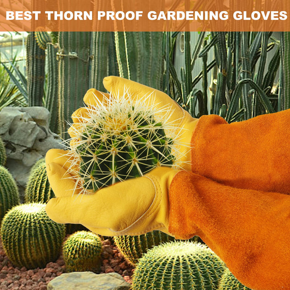SLARMOR Long Gardening-Gloves Women/Men-Thorn proof Rose Pruning Heavy Duty Gauntlet, Best Garden Gifts for Gardener-S