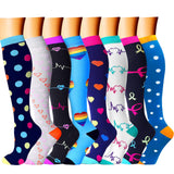 CHARMKING Compression Socks for Women & Men (8 Pairs) 15-20 mmHg Graduated Copper Support Socks are Best for Pregnant, Nurses - Boost Performance, Circulation, Knee High & Wide Calf (L/XL, Multi 06)
