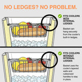 Adjustable Cooler Basket - Expands 11.75" to 18.5" - Non-Slip Rubber Handles, Universal Insert for Full Size Ice Chests, Dry Goods Tray Cooler Accessory - Fits Igloo, Coleman, Lifetime, Pelican, More