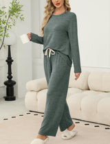 Sampeel Womens Pajama Sets Crewneck Lounge Pjs Two Piece Outfits Family Christmas Pajamas Matching Sets Comfy Clothing Winter Outfits Fall Clothes 2025 Green M