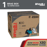 WypAll PowerClean X80 Cloths Heavy Duty Wipes (41044), Brag Box, Extended Use Towels, White (1 Pack of 152 Sheets, 152 Sheet Total)