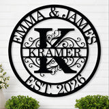 Personalized Metal Name Signs, Split Letter Monogram Wall Decor, Custom Last Name Sign, Family Name Sign for Outdoor, Personalized Wedding Gift, Garden Decor, Metal Wall Art, Housewarming Gift (MonogramDesign_8)