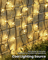 Brightown 2 Pack Total 52FT 120 LED Solar String Lights Flower Outdoor Waterproof Fairy Lights for Garden Yard Fence Patio Christmas Tree Wedding Party Decor, Warm White