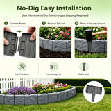 20PCS Imitation Stone Garden Fence, Faux Stone Edging for Landscaping,Plastic Retaining Edging Border for Flower Beds,Interlocking Landscape Edging,No Dig Decorative Lawn Border(Gery)
