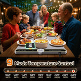 Warming Mat for Food - Super Large 40"x15" Electric Warming Tray Warm 10 Dishes, 9-Temperature Adjustable, 1-6H Timer, Child Lock, 8s Fast Heating, Foldable Food-Grade Silicone Design