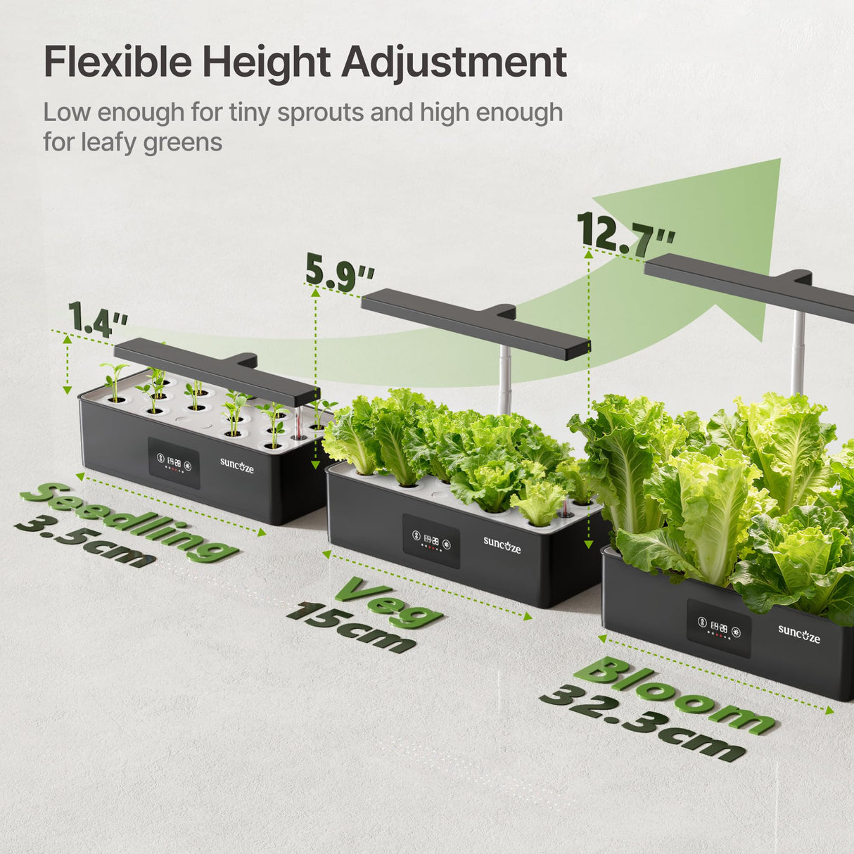SUNCOZE Hydroponics Growing System Kit with 24W Dimmable LED Light, Black