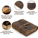 LEATHER VILLAGE Leather Journal Key Lock, Distressed Brown 6x4.