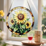 Sunflower Stained Glass Suncatcher, Stained Glass Window Hanging, 8 Inch Sunflower Suncatcher, Sunflower Glass Window Decor, Christmas, Mother's Day, Birthday, Gifts for Mom, Grandma Gift