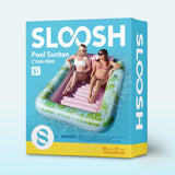 SLOOSH Inflatable Tanning Pool Lounger Float, 85" x 57" Extra Large Pool Floats Adult with Pillow, 4 in 1 Suntan Tub Raft Floatie,Sunbathing Bed Lounge for Water Blow Up Ball Pit, XL-Cyan Pink