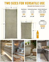 Large Waffle Bath Mat Set Non Slip, Ultra Absorbent Bath Mats for Christmas Bathroom Decor, Extra Soft Floor Bathroom Rugs Sets 2 Piece, Washable Bath Rugs Set, Green & White, 20"×47" and 16"×24"