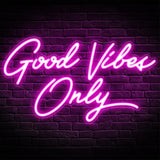 Kavaas Good Vibes Only Neon Signs for Wall Decor 17.7" x 9.9" | Pink Good Vibes Only LED Sign for Bedroom, Party, Bar, Salon - Best Gifts for Birthday, Christmas