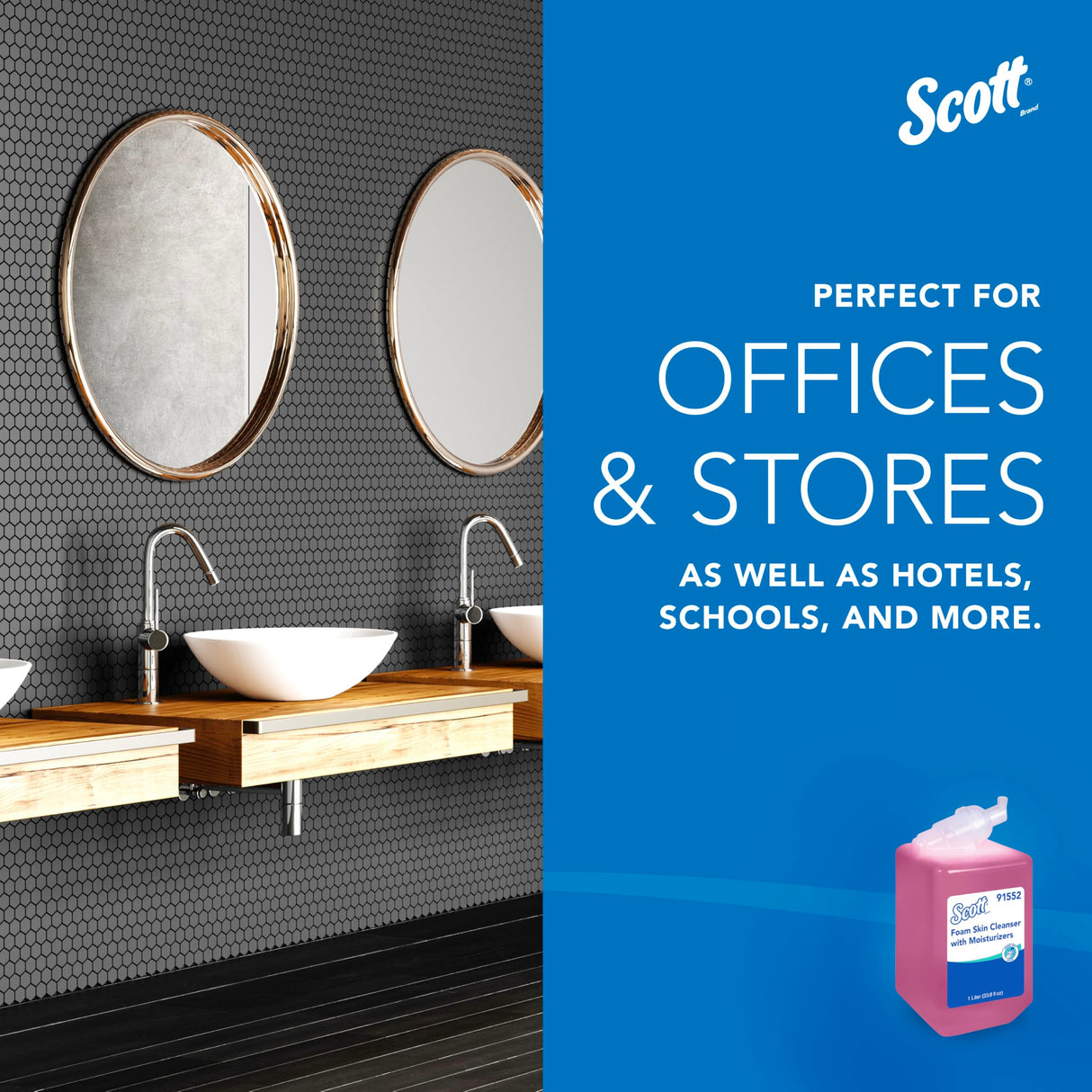 Scott Professional Foam Hand Soap with Moisturizers (91552), 1.0 L, Foaming, Pink, Floral Scent, Manual Refills (6 Bottles)