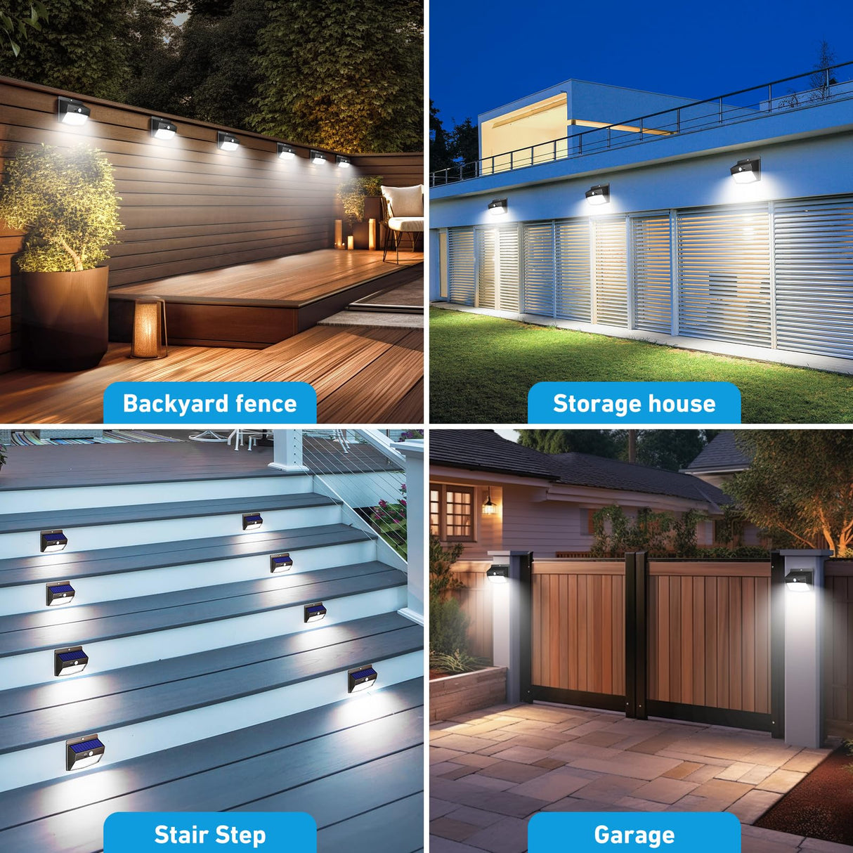 Peasur [6 Packs] Solar Lights Outdoor Motion Sensor Solar Security Lights Waterproof with 3 Lighting Modes Solar Powered Wall Lights Outside for Garden Fence Yard Deck