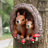 JARPSIRY Mom and Baby Squirrel Tree Hugger Outdoor Tree Faces Decor, Resin Squirrel Figurine Garden Statues Whimsical Tree Peeker Sculpture for Patio Lawn Yard Porch Wall Ornaments