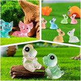 ElpizoFos 130pcs Various Luminous Mini Resin Animal Figurines Glow in The Dark Miniature Figures Ornament Fairy Garden Accessories Aquarium Landscape Bonsai Dollhouse Decor