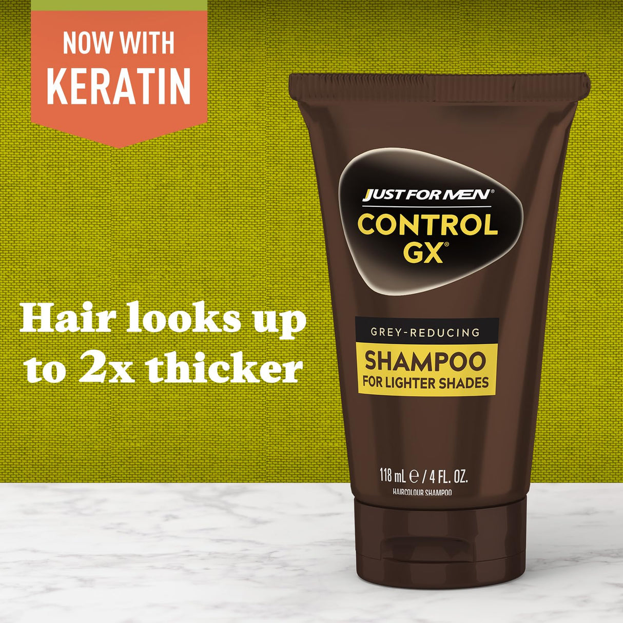 Just for Men Control GX Grey Reducing Shampoo for Lighter Shades of Hair, Blonde to Medium Brown, Gradual Hair Color with Keratin, 4 Fl Oz - Pack of 1 (Packaging May Vary)
