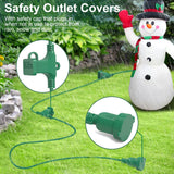50FT Long Green Extension Cord 3 Outlets for Christmas Inflatables Blow Ups Yard Outdoor Outside Decorations Extension Cords with Multiple Outlets Plugs Cover Splitter Waterproof for Christmas Lights