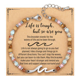 Inspirational Gifts for Women, Wave Bracelets Friendship Gifts Women Birthday Best Friend Graduation Breast Cancer Survivor Care Get Well Divorce Sympathy Life Is Tough Easter Stocking Stuffers