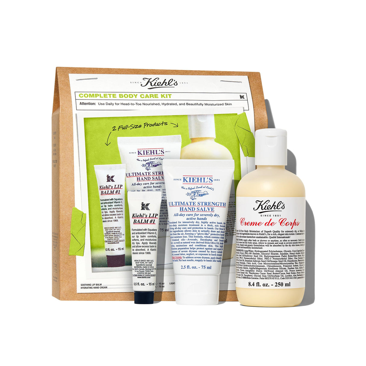 Kiehl's Body Care Gift Set - $73 Value Including Non-Greasy Body Lotion, Moisturizing Hand Lotion, and Hydrating Lip Balm for Hydrated Skin