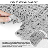 MAXWAVE 18 Pack 12" x 12" Modular Interlocking Floor Mats, Soft PVC Non-Slip Drainage Tiles, Splicing Rubber Cushion Flooring for Deck, Shower, Pool, Basement, Shed, Indoor and Outdoor Use