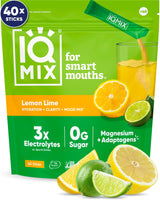 IQMIX Hydration Electrolyte Powder – 4-in-1 Formula for Hydration, Mental Clarity, Mood and Recovery – Sugar-Free Drink Mix, Keto, Magnesium L-Threonate, Lion’s Mane – 40 Count Lemon Lime