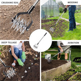BARAYSTUS Rotary Cultivator Garden Tool, Adjustable Hand Tiller, Long Handle Cultivator for Aerating, Planting and Mixing Soil or Reseeding Grass