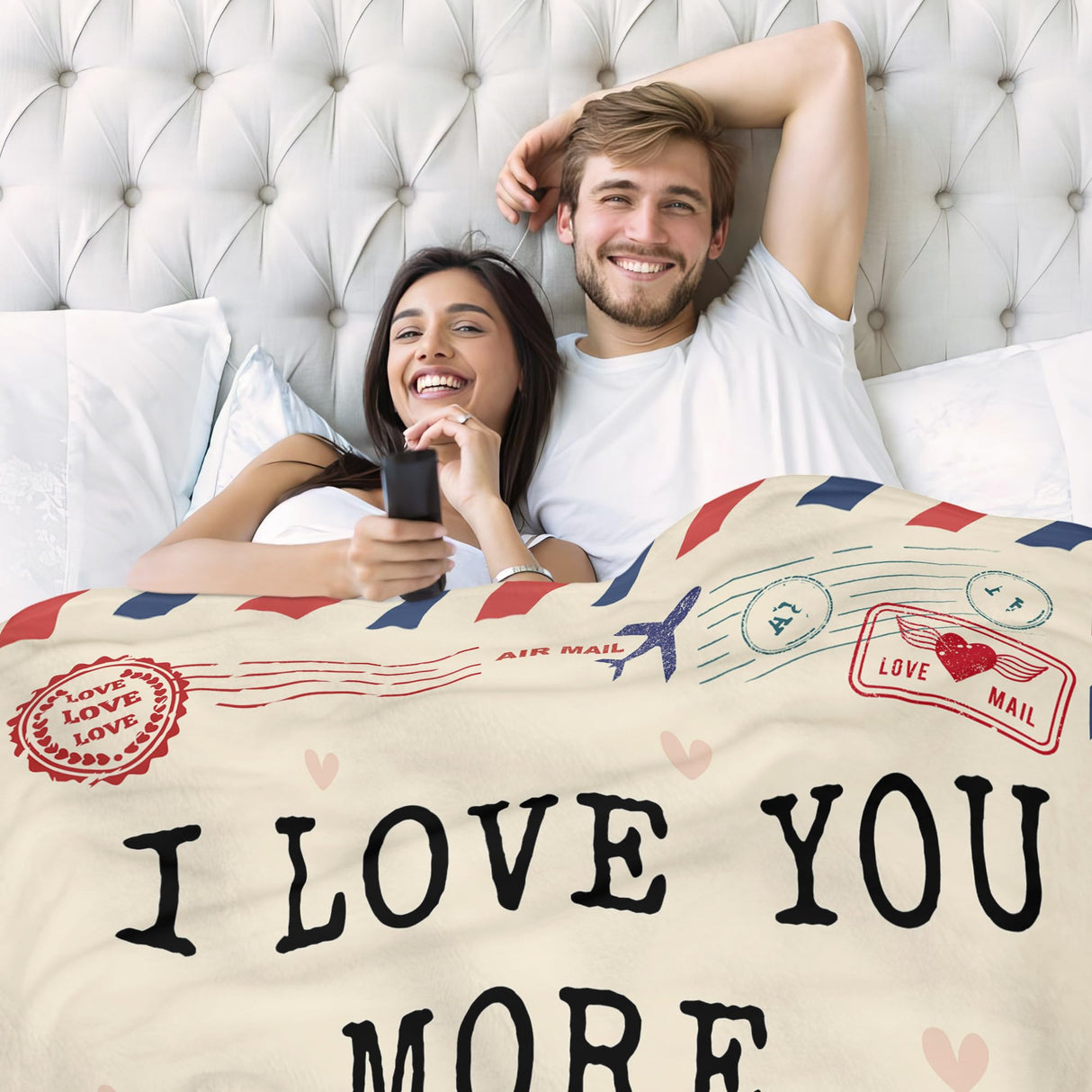 WRAPIX Christmas Anniversary Couple Gifts for Women - I Love You More Soft Fleece Throw Blanket 50x60 in - Birthday Romantic Gifts for Girlfriend Boyfriend Wife Husband, I Love You Gift for Him Her