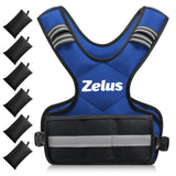 ZELUS Weighted Vest for Men and Women, Adjustable Body Weight Vest Exercise Set for Workouts, 4-10lb/11-20lb/20-32lb with 6 Ironsand Weights for Cardio Strength Training Walking Jogging, 4-10lb. Blue