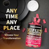 Happyummmm Creatine Monohydrate Gummies 5000mg for Men & Women, Chewables Creatine Monohydrate for Muscle Strength, Muscle Builder, Energy Boost, Pre-Workout Supplement(90 Count)-Strawberry.
