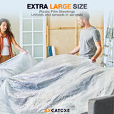 12 x 9 Ft Plastic Sheet Drop Cloths (20-Pack) - Disposable Painter's Sheeting & Tarps for Painting, Waterproof Painting Supplies, Dust Cover for Furniture/Couch/Floor Protection