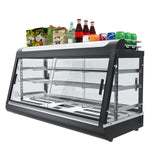 3-Shelf Commercial Food Warmer Display w/Top Rack, 44" Countertop Warmers Hot Box for Pizza/Pretzel/for Food Display, Heated Holding Cabinet Glass case, with LED Lighting for Buffet Restaurant