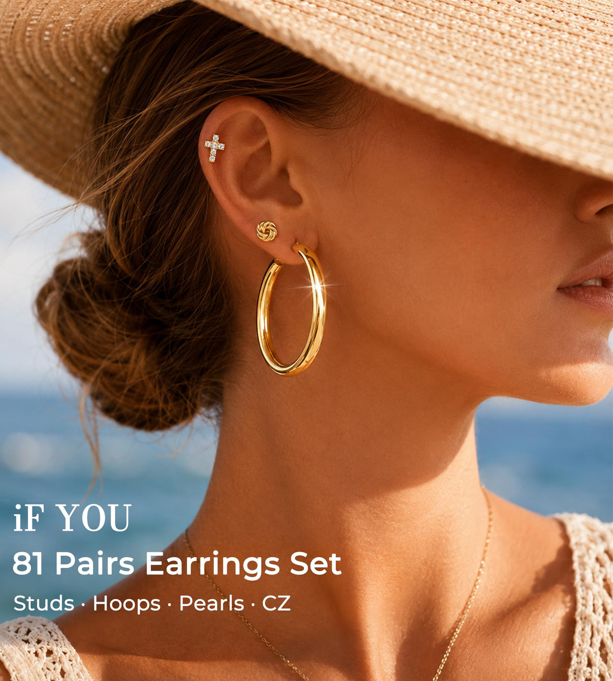 81 Pairs Gold Stud Earrings Set for Women Multipack, Trendy Pearl Cubic Zirconia Butterfly Heart Stud Hoops Earrings Packs, Gold Hoops Earrings for Jewelry Gifts