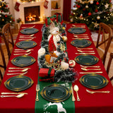 Joyido 102PCS Green and Gold Plates - Green Plastic Plate - Fancy Heavy Duty Disposable Plates - Heavyweight Disposable Dinner & Dessert Plate for 51 Guests for Party & Christmas