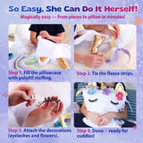 Pinwheel Crafts White Unicorn Pillow Kit Ages 8–12 | Beginner Sewing kit for Kids with Felt Unicorn Pieces, Thread, Needle & Stuffing | DIY Kids Sewing Craft for Creative Girls & Boys