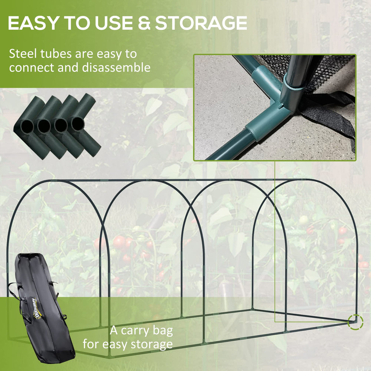 Outsunny 8' x 4' Crop Cage Plant Protection Tent for Garden, Black