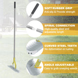 BARAYSTUS Thatch Rake Dethatcher - 15-Inch Wide Lawn Rake for Dead Grass Removal, Stainless Steel Adjustable Handle Garden Rake for Soil Loosening, Aeration & Thatching, 58.5-Inch Length