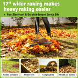 Altdorff Garden Leaf rake, 6FT Rake for Lawns Lightweight 22 Metal Tines 16.3 inch Wide, Adjustable Steel Handle, Rakes for Leaves, Gathering Shrub, Grass, Weeds, Debris,Yard