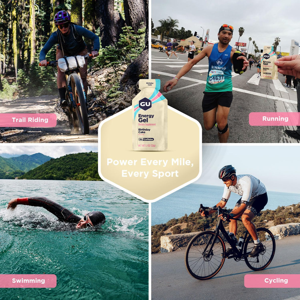 GU Energy Original Sports Nutrition Energy Gel, 24-Count, Birthday Cake