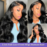 30 Inch Body Wave Lace Front Wigs Human Hair 13x6 HD Lace Front Wigs Human Hair Pre Plucked with Baby Hair 180 Density Body Wave Full Frontal Lace Wigs Human Hair 13x6 for Black Women Natural Color