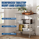Chingoo Stainless Steel Work Table with Wheels, 24x36 Inch NSF Food Prep Table with Backsplash & 2 Adjustable Undershelves for Commercial Kitchen, Restaurant, Garage