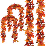 CQURE 4 Pack Fall Leaf Garland, Total 23.6Ft Artificial Fall Vines Autumn Garland Fall Maple Leaves Thanksgiving Decor for Home Wedding Fireplace Christmas