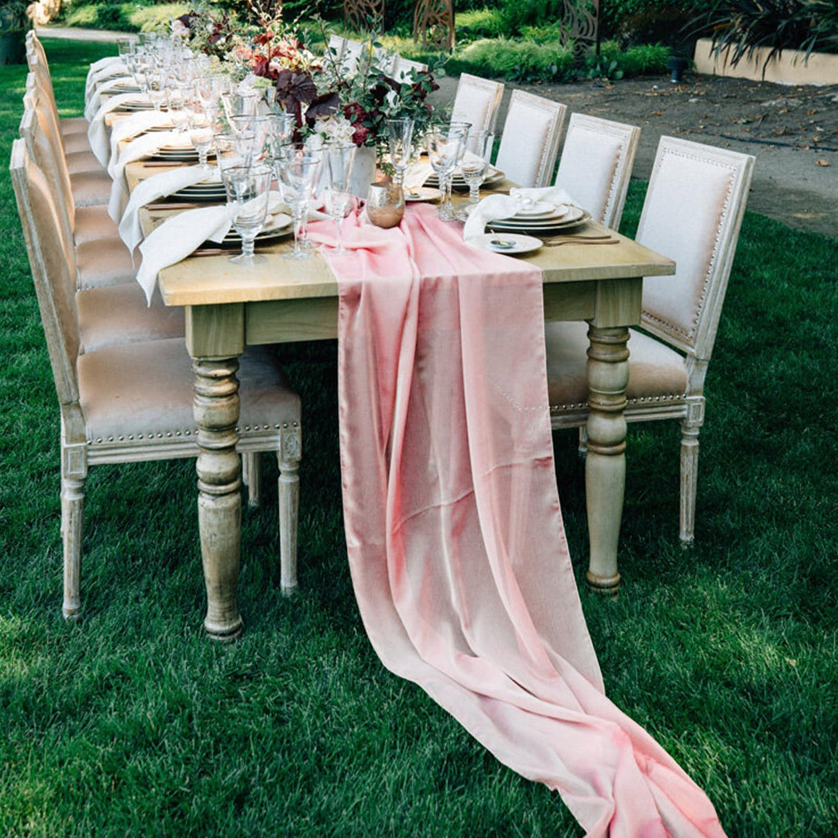 10 Pack 10ft Baby Pink Chiffon Table Runners Wedding Table Runner Sheer Romantic Tulle Table Runner for Christmas Wedding Bridal Tea Party Baby Shower Birthday Party Table Decorations(120 x 12 in)