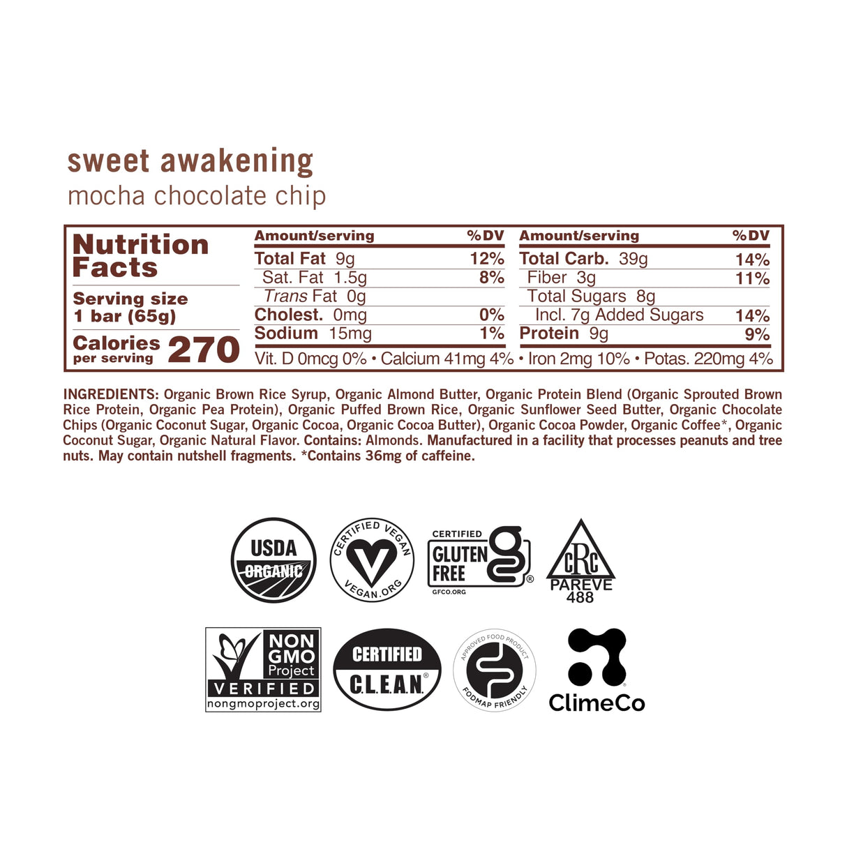 GoMacro MacroBar Organic Vegan Protein Bars - Mocha Chocolate Chip (2.3 Ounce Bars, 12 Count)