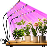 LED Plant Grow Light, Suitable for Indoor Plants, Full Spectrum Clip on Plant Growing Light with Red, Blue, Yellow Beads, 10 Brightness Levels, 3 Light Modes, 3/9/12H Auto Timer, 3 Head